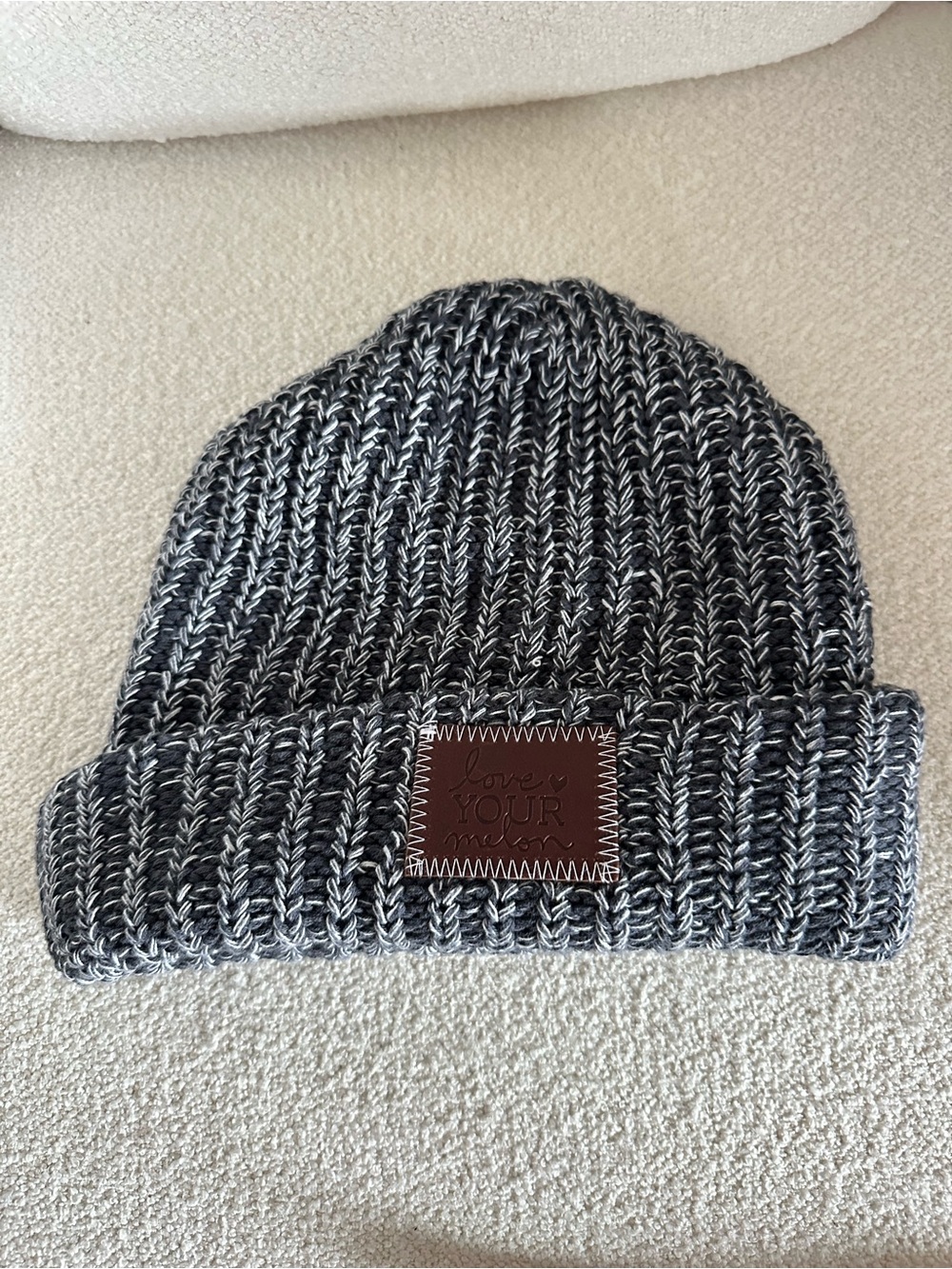 Love Your Melon Black and Gray Marled Knit Beanie